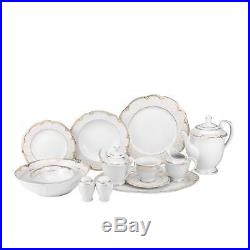 Royalty Porcelain Antique 57-pc Dinnerware Set'Sandra Pink Gold', Bone China