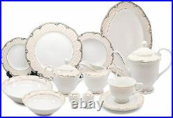 Royalty Porcelain Antique Gold 57-pc Dinnerware Set'Sandra', Bone China