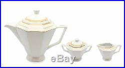 Royalty Porcelain Gold Geometry 57-pc Banquet Dinnerware Set for 8, Bone China