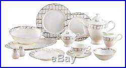 Royalty Porcelain Luxe Gold 57-pc Banquet Dinnerware Set for 8, Bone China