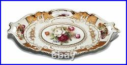 Royalty Porcelain Serving Tray, Vintage Floral Gold Design, 24K Bone China
