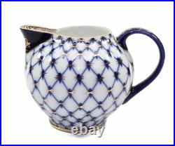 Russian Cobalt Blue Net 23-pc Tea Cup Set Saint Petersburg 24K Gold Bone China