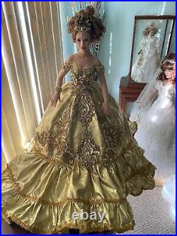 Rustie porcelain doll Gold Dress Elegant Ships US Only