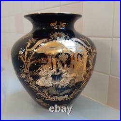 SATSUMA China Beautiful Porcelain/Ceramic Black with Gold Vase Greek/Roman Scene SATSUMA China Beautiful Porcelain/Ceramic Black with Gold Vase Greek/Roman Scene