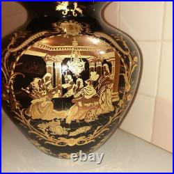 SATSUMA China Beautiful Porcelain/Ceramic Black with Gold Vase Greek/Roman Scene SATSUMA China Beautiful Porcelain/Ceramic Black with Gold Vase Greek/Roman Scene