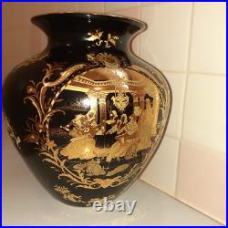 SATSUMA China Beautiful Porcelain/Ceramic Black with Gold Vase Greek/Roman Scene SATSUMA China Beautiful Porcelain/Ceramic Black with Gold Vase Greek/Roman Scene
