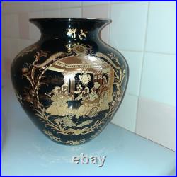 SATSUMA China Beautiful Porcelain/Ceramic Black with Gold Vase Greek/Roman Scene SATSUMA China Beautiful Porcelain/Ceramic Black with Gold Vase Greek/Roman Scene