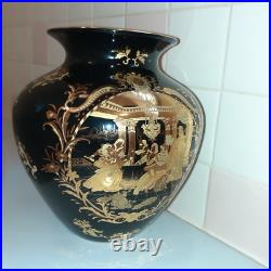 SATSUMA China Beautiful Porcelain/Ceramic Black with Gold Vase Greek/Roman Scene SATSUMA China Beautiful Porcelain/Ceramic Black with Gold Vase Greek/Roman Scene