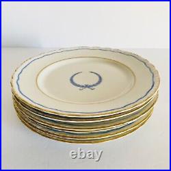 SET of 6 Warwick China Neo Classic BLUE Scallop Gold SALAD Luncheon Plates 8