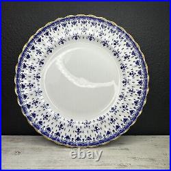 SPODE Fleur De Lys Blue GOLD Bone China England Y8008 Dinner Plate 9.25