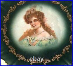 S P Co Porcelain China Hand Painted Portrait 10 5/16 Plate Exotic Lady Gold