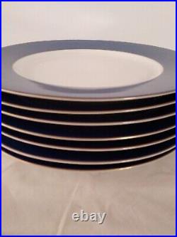 Sasaki Fine China Dinner Service Plates/Charger 12 Blue Rim Set of 7