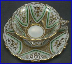 Schlaggenwald Gold Vermicelli Star Floral & Green Tea Cup & Saucer C. 1830-1846