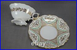 Schlaggenwald Gold Vermicelli Star Floral & Green Tea Cup & Saucer C. 1830-1846