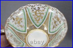 Schlaggenwald Gold Vermicelli Star Floral & Green Tea Cup & Saucer C. 1830-1846