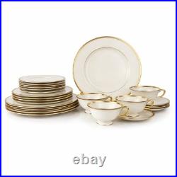 Service for 4 LENOX China Tuxedo Gold Trim 5-pc Place Settings 20 Pcs Tea Cups