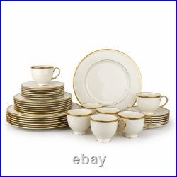 Service for 7 LENOX China Tuxedo Gold Trim 5-pc Place Settings 35 Pcs