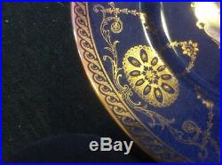 Set 12 Antique Copeland Spode China Cobalt Blue Raised Gold Gilt Charger Plates
