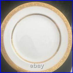 Set 12 Vintage Shelley Castle China England Porcelain Dinner Plates with Gold Trim