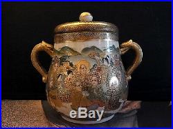 Set 4 SATSUMA ANTIQUE Japanese DRAGON TEAPOT cup pot Gold Porcelain china 19th