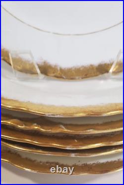 Set 6 Oscar Edgar Gutherz Gold Encrusted Hand Painted Monogram Plates 8.5 inch