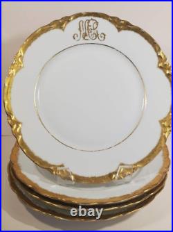 Set 6 Oscar Edgar Gutherz Gold Encrusted Hand Painted Monogram Plates 8.5 inch