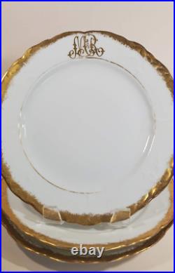 Set 6 Oscar Edgar Gutherz Gold Encrusted Hand Painted Monogram Plates 8.5 inch