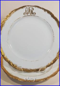 Set 6 Oscar Edgar Gutherz Gold Encrusted Hand Painted Monogram Plates 8.5 inch