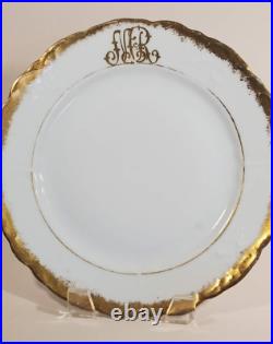 Set 6 Oscar Edgar Gutherz Gold Encrusted Hand Painted Monogram Plates 8.5 inch