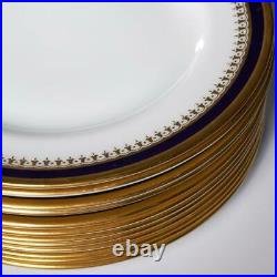 Set Of (12) Spode Knightsbridge Cobalt Blue & Gold Gilt Bread Plates, 6.25
