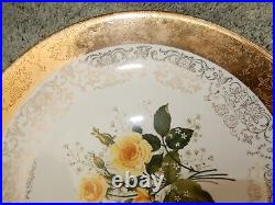 Set Of 3 CREST-O-GOLD Plate 22K FLORAL Flower Rose FINE CHINA PORCELAIN Vintage