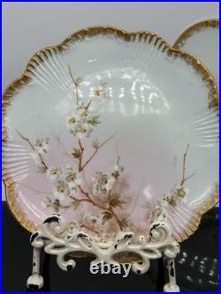 Set Of 3 Hand Painted Vintage Aynsley Plates Trimmed In Gold Gilt Excellent Cond