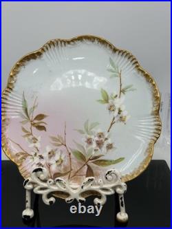 Set Of 3 Hand Painted Vintage Aynsley Plates Trimmed In Gold Gilt Excellent Cond