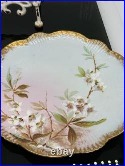 Set Of 3 Hand Painted Vintage Aynsley Plates Trimmed In Gold Gilt Excellent Cond