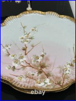 Set Of 3 Hand Painted Vintage Aynsley Plates Trimmed In Gold Gilt Excellent Cond
