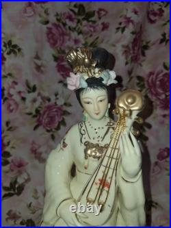 Set Of 3 Vintage Chinese Porcelain Lady Figurine Goddess Gilded Details, 9