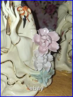Set Of 3 Vintage Chinese Porcelain Lady Figurine Goddess Gilded Details, 9