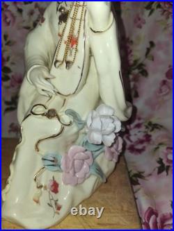 Set Of 3 Vintage Chinese Porcelain Lady Figurine Goddess Gilded Details, 9