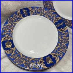 Set Of 5 Rare Cobalt And Gold Wayang Puppet China Dinner Plates