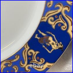 Set Of 5 Rare Cobalt And Gold Wayang Puppet China Dinner Plates