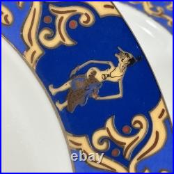 Set Of 5 Rare Cobalt And Gold Wayang Puppet China Dinner Plates