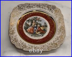 Set Of 6 Antique vintage dessert plates Eastern China Porcelain W 22k Gold Trim