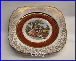 Set Of 6 Antique vintage dessert plates Eastern China Porcelain W 22k Gold Trim