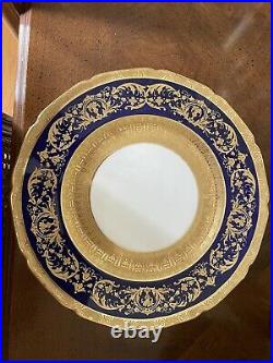 Set Of 6 Exquisite Royal Doulton Cobalt Blue / Gold Dinner Plates