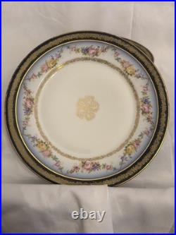 Set Of 6 Ovington Brothers New York 8.5 Plate Blue Gold Floral Limoges France