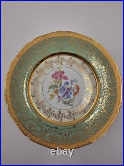 Set Of 6 Vintage Le mieux China 24K Gold Trim Mint Green Floral Cabinet Plates