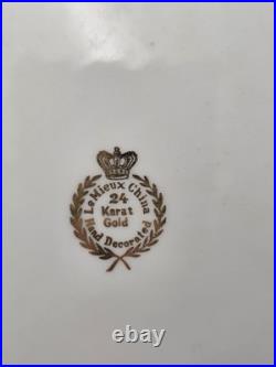 Set Of 6 Vintage Le mieux China 24K Gold Trim Mint Green Floral Cabinet Plates