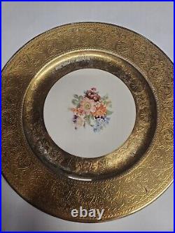 Set Of 7 Royal Bavarian Hutschenreuther Selb Bavaria Plate 10 1/2 22K Gold Enc Set Of 7 Royal Bavarian Hutschenreuther Selb Bavaria Plate 10 1/2 22K Gold Enc