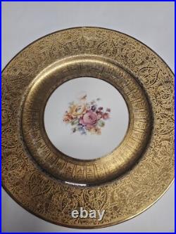 Set Of 7 Royal Bavarian Hutschenreuther Selb Bavaria Plate 10 1/2 22K Gold Enc Set Of 7 Royal Bavarian Hutschenreuther Selb Bavaria Plate 10 1/2 22K Gold Enc