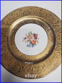 Set Of 7 Royal Bavarian Hutschenreuther Selb Bavaria Plate 10 1/2 22K Gold Enc Set Of 7 Royal Bavarian Hutschenreuther Selb Bavaria Plate 10 1/2 22K Gold Enc